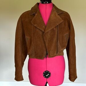 Capezio Sm Vintage suede leather cropped bomber jacket